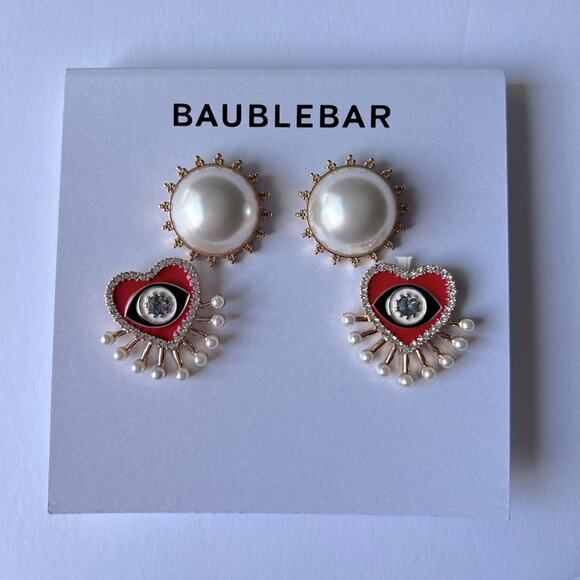 Baublebar Pearl Crystal and Evil Eye Heart Earring Set - Picture 1 of 4